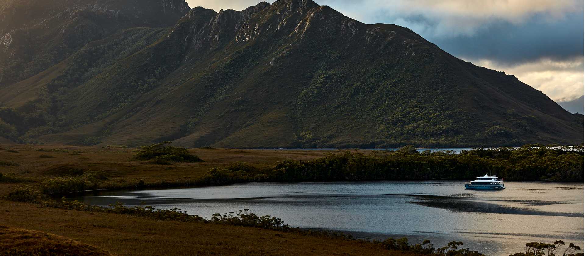 Expedition Vessel Odalisque III moored under Mt Rugby | Tim Grey