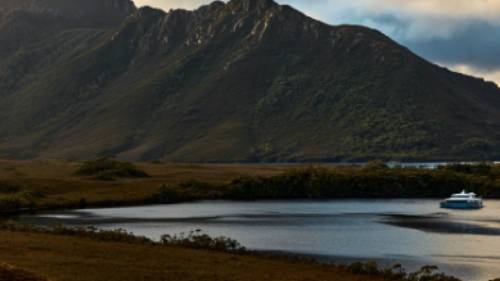 Expedition Vessel Odalisque III moored under Mt Rugby | Tim Grey