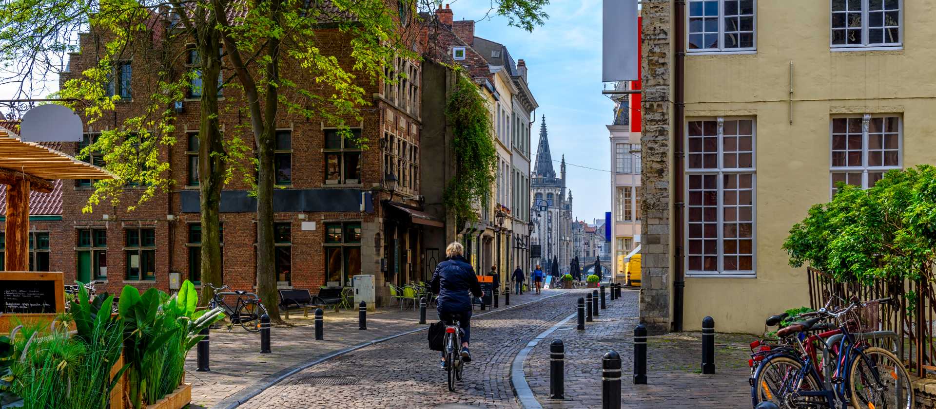 Cycle through the pretty town of Ghent in Belgium