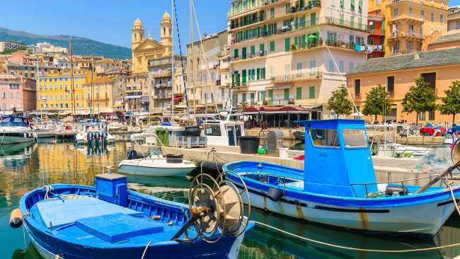 The sunny port of Bastia on Corsica