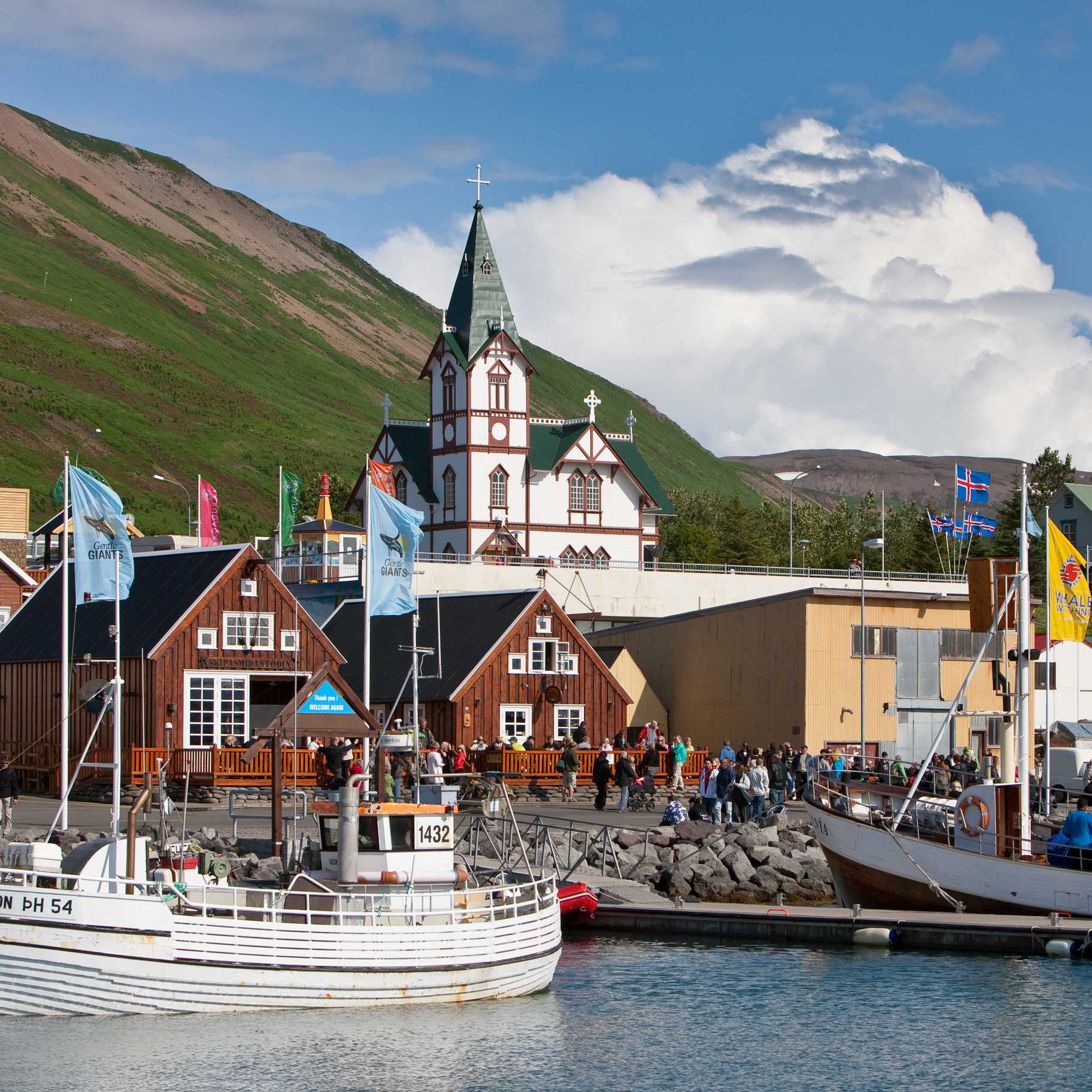 The village of Husavik on the north coast of Iceland