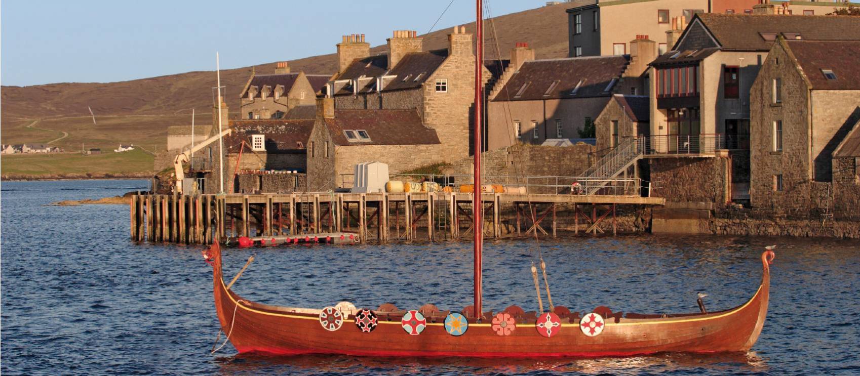 Viking boat in the town of Lerwick, Shetland Islands
