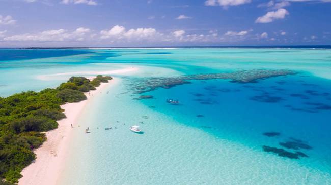 Blue hues of an island's coast