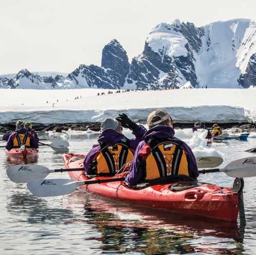 Kayaking the tranquil waters in Antarctica