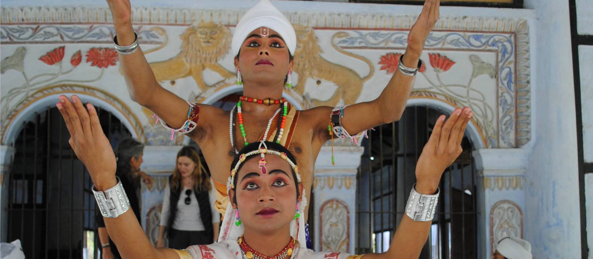 Monks performing the Sattriya dance in Majuli