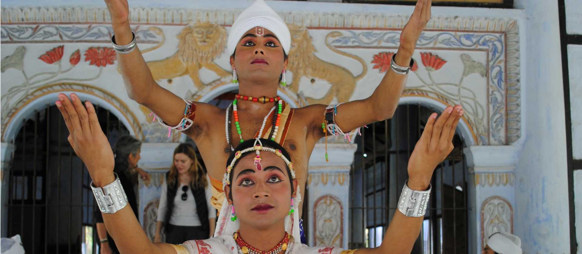Monks performing the Sattriya dance in Majuli