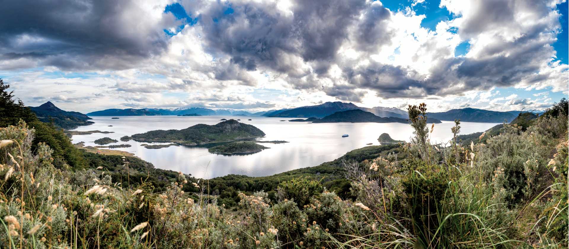 Breathtaking panoramic views across Wulaia Bay