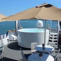 The barge features a small jacuzzii