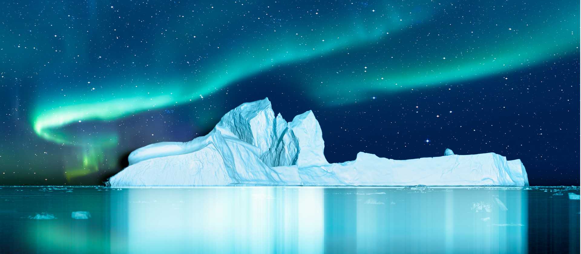 Aurora Borealis lights up the fjord in Greenland