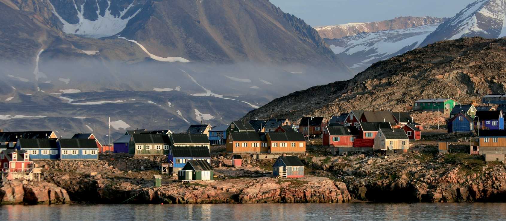 Coastal Inuit village of Ittoqqortoormiit, Scoresby Sund, Greenland