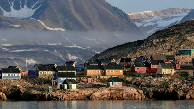 Coastal Inuit village of Ittoqqortoormiit, Scoresby Sund, Greenland