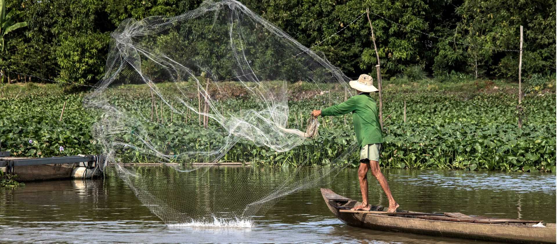 A local fishing in the Mekong Delta