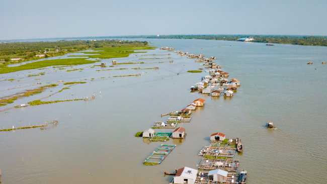 Floating village in the Mekong Delta, Vietnam