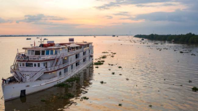 The Jahan on the Mekong River at sunset, Cai Lay, Tien Giang, Vietnam