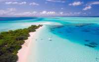 Blue hues of an island's coast