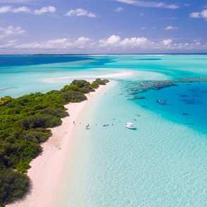 Blue hues of an island's coast