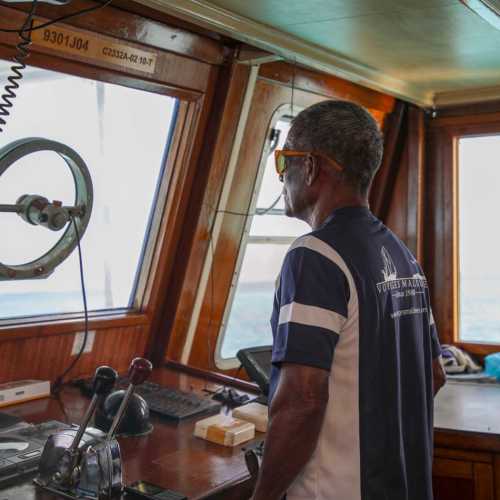 The captain navigates the Maldives