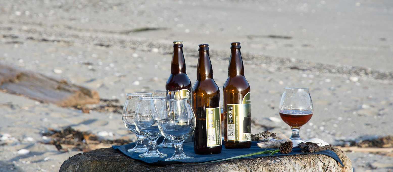 Local craft beers enjoyed during a beachside tasting experience.