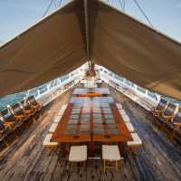 On deck dining area aboard Katharina