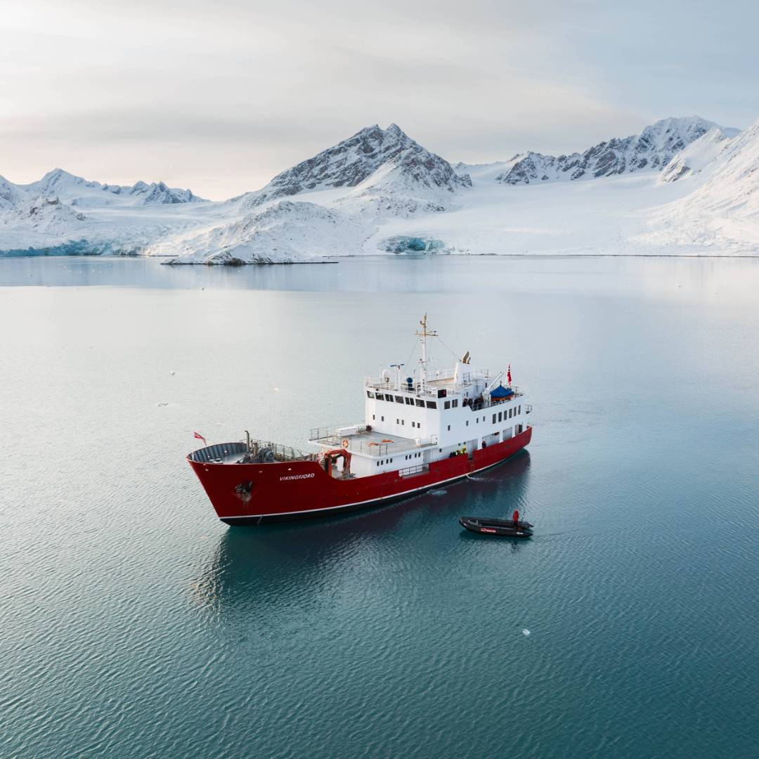 Launching zodiacs from MV Vikingfjord