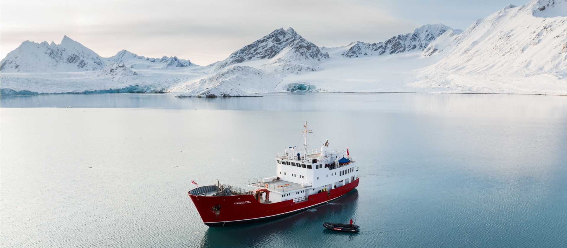 Launching zodiacs from MV Vikingfjord