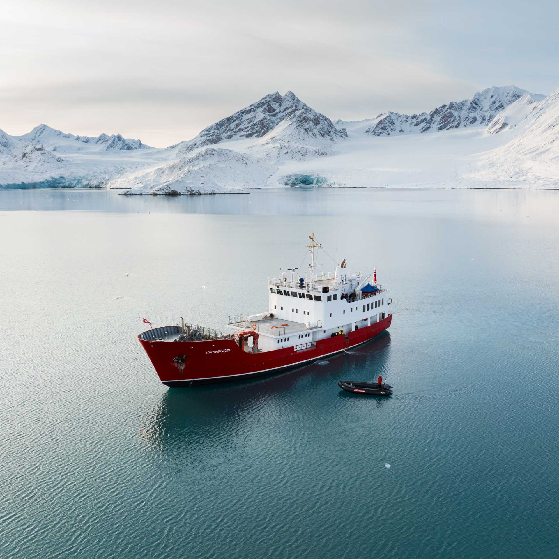 Launching zodiacs from MV Vikingfjord