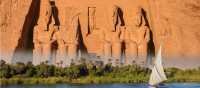 Sailing past the the temples at Abu Simbel