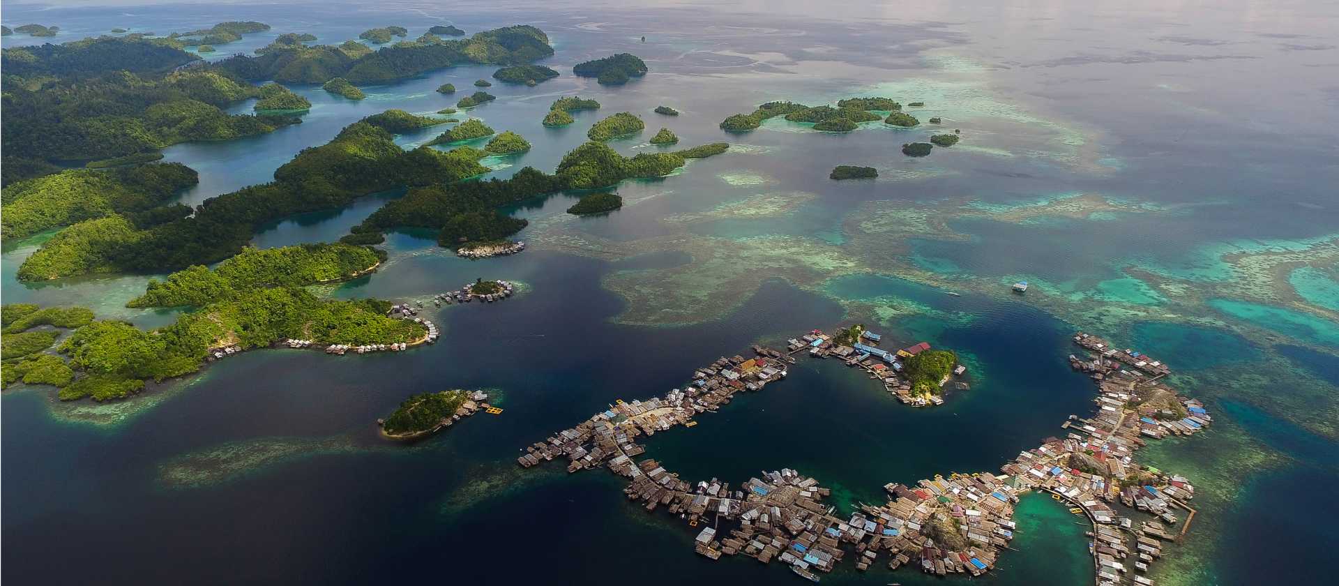 An aerial view of Kabalutan in the Togean Islands.