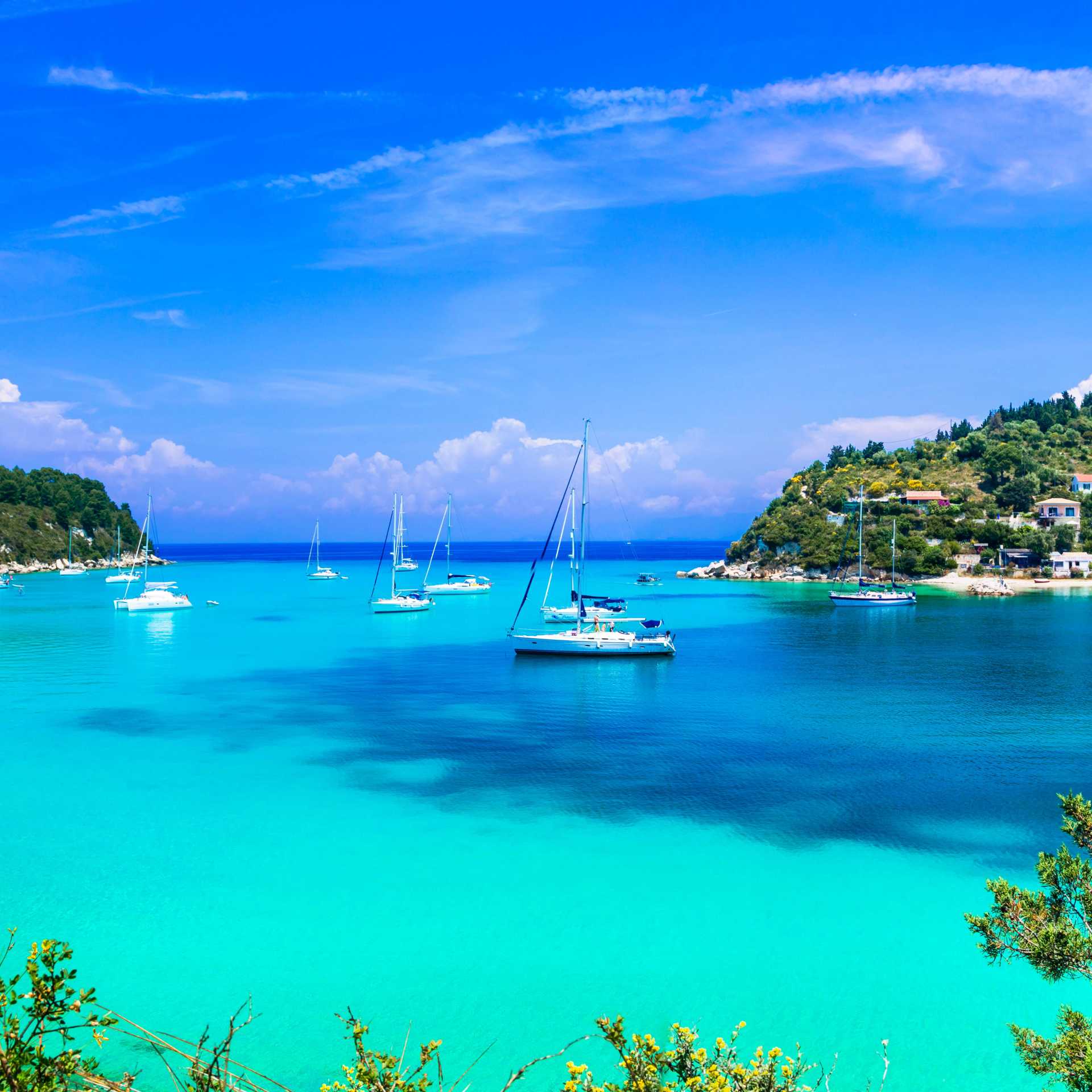 The turquoise waters of Lakka, Paros