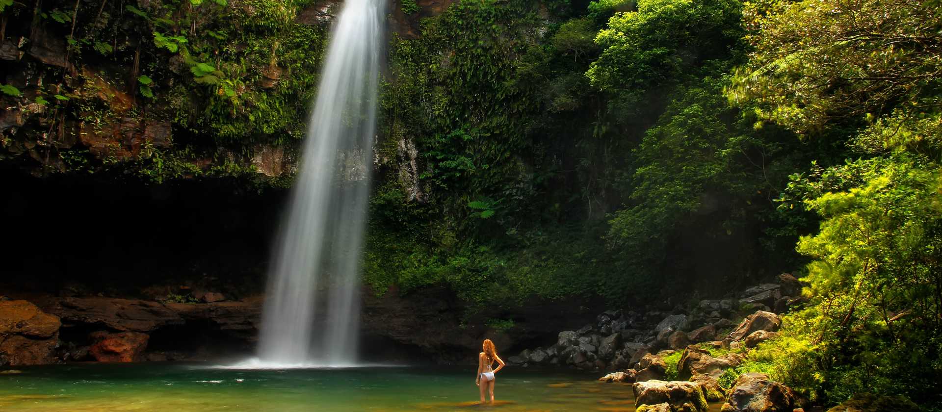 Lower Tavoro Waterfalls in Bouma National Heritage Park on Taveuni Island, Fiji