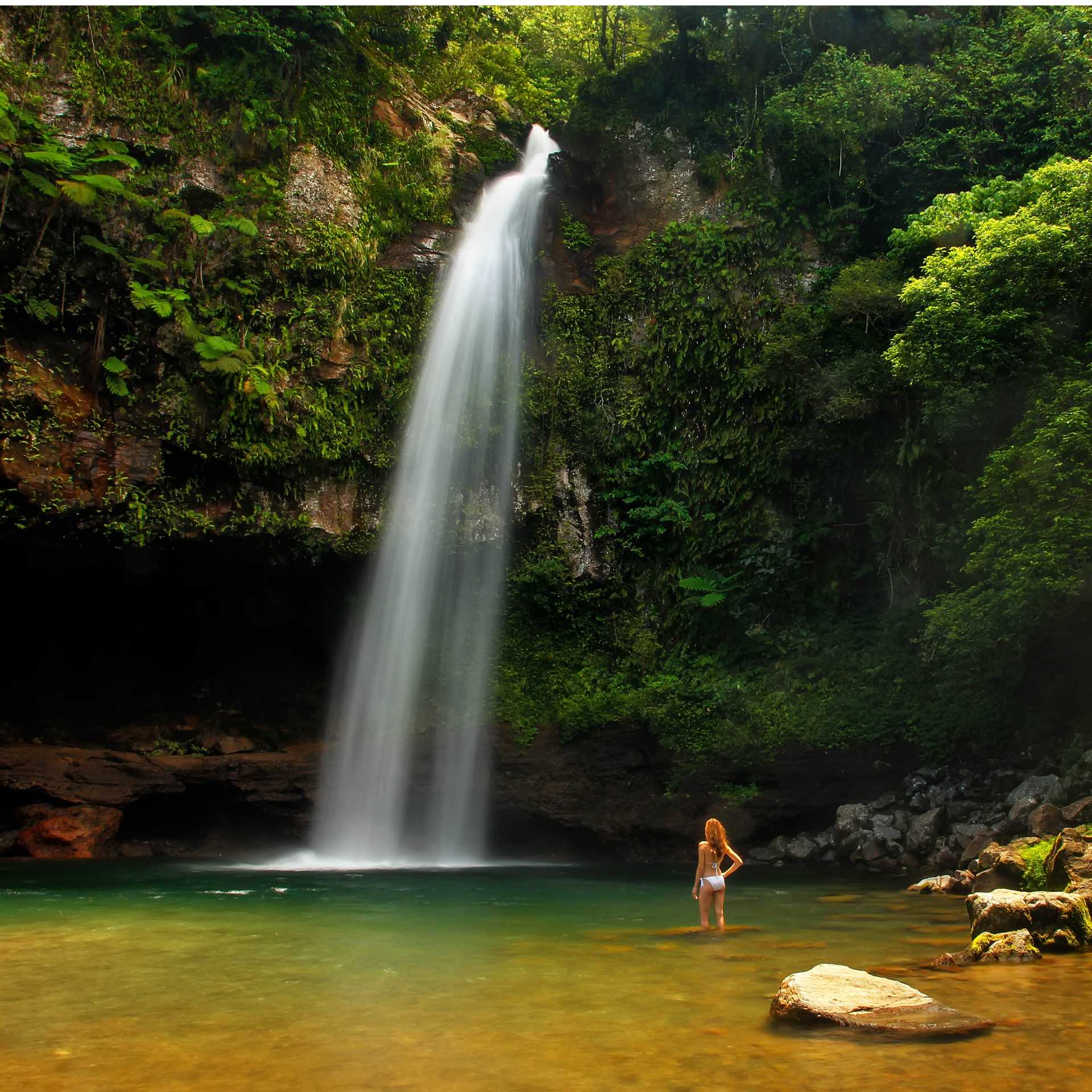 Lower Tavoro Waterfalls in Bouma National Heritage Park on Taveuni Island, Fiji
