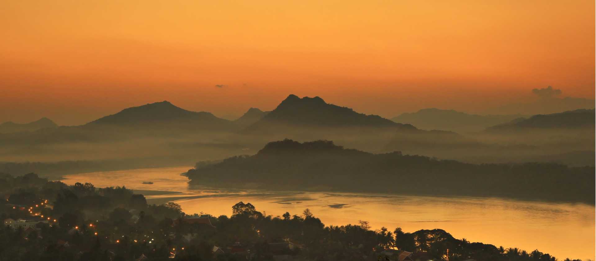 A spectacular sunset over Luang Prabang and the Mekong River