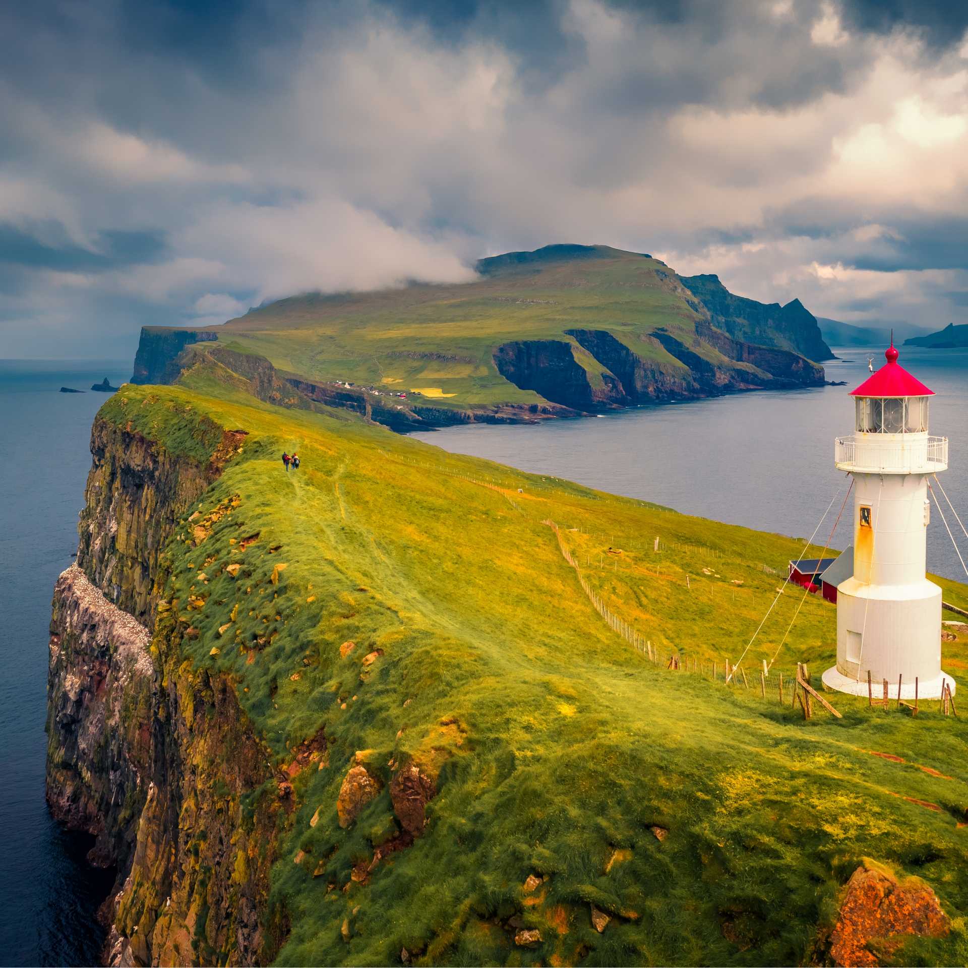 The lush landscapes of Mykines Island, Faroe Islands