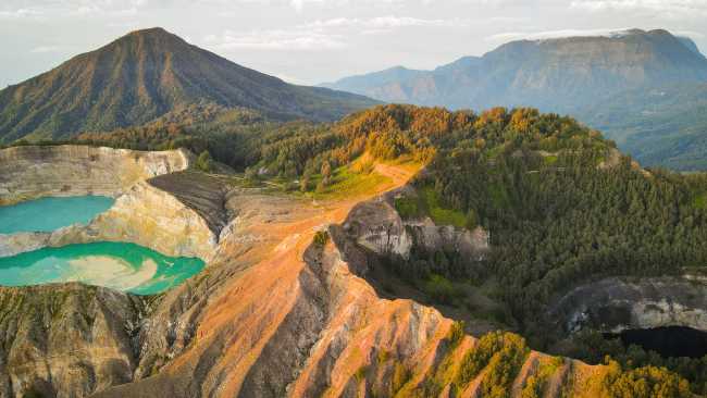 The spectacular tri-coloured lakes of Mount Kelimutu on Flores Island