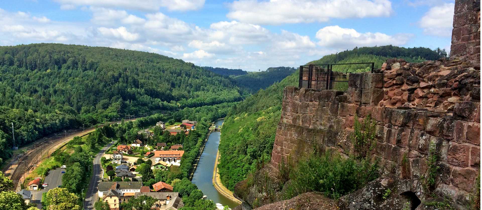 Views across the Rhine-Marne canal from Lutzelbourg castle