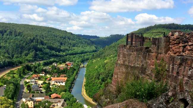 Views across the Rhine-Marne canal from Lutzelbourg castle