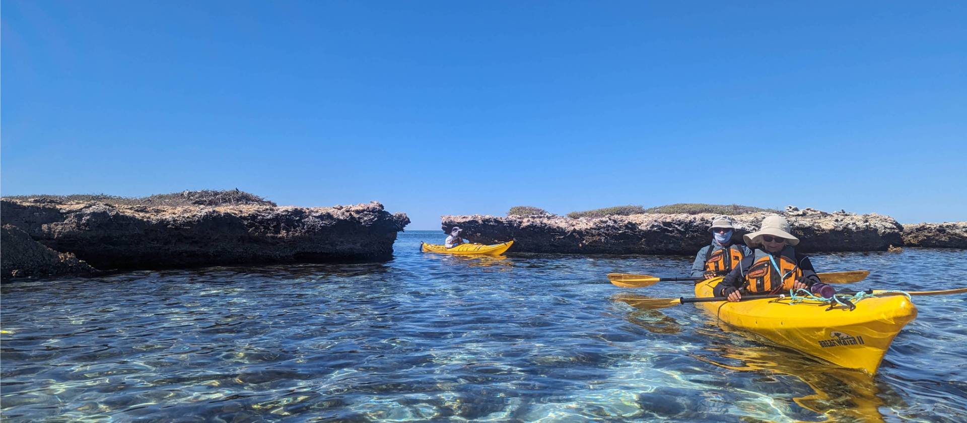 Kayaking the crystal clear waters of the Abrolhos Islands