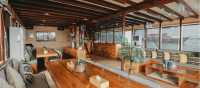The comfortable indoor lounge and dining area