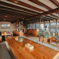 The comfortable indoor lounge and dining area