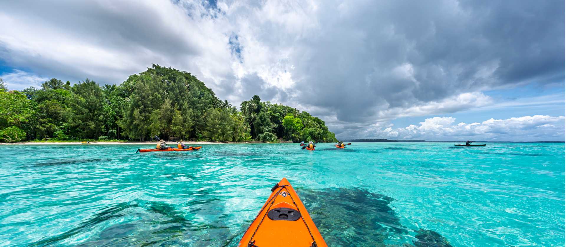 Kayaking the crystal clear waters of the Solomon Islands