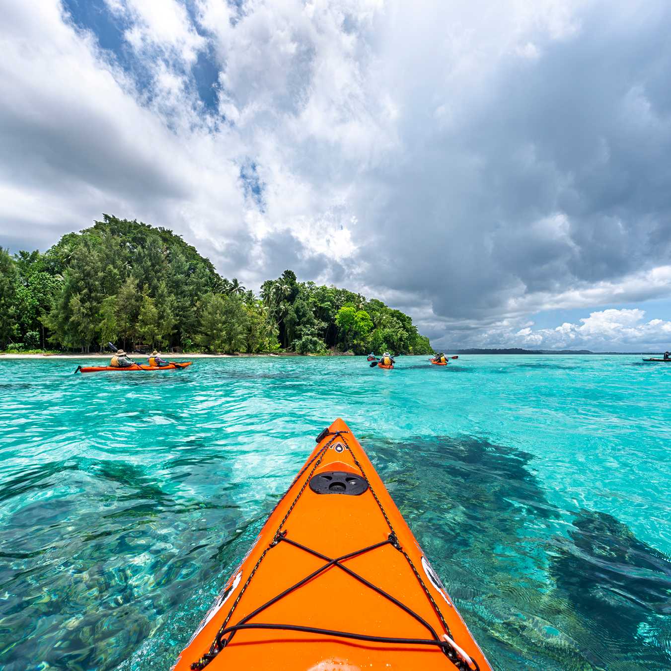 Kayaking the crystal clear waters of the Solomon Islands