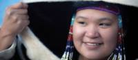 Woman in traditional Inuit dress