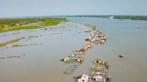 Floating village in the Mekong Delta, Vietnam