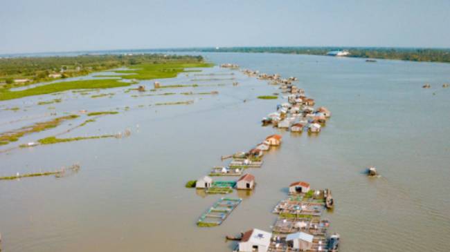 Floating village in the Mekong Delta, Vietnam