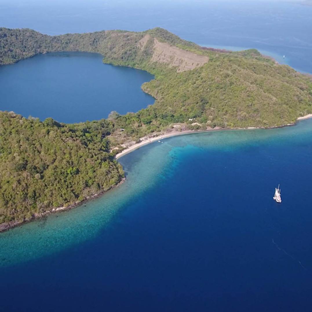 The crater lake on Satonda Island, Indonesia