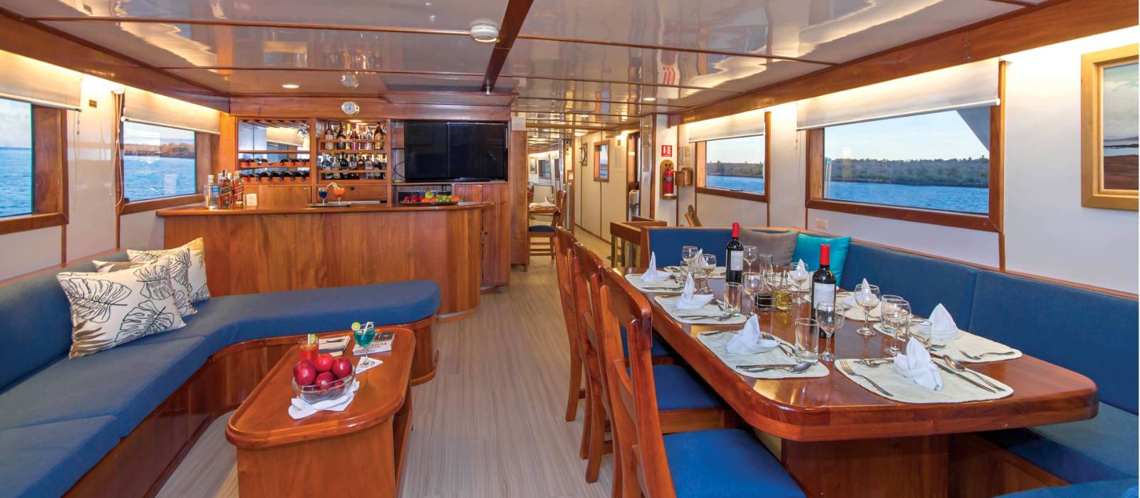 Lounge area aboard Beluga vessel