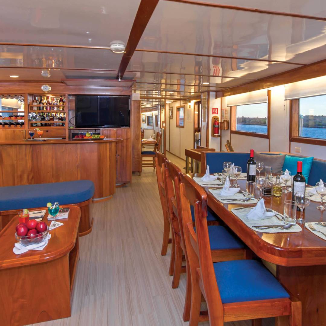 Lounge area aboard Beluga vessel